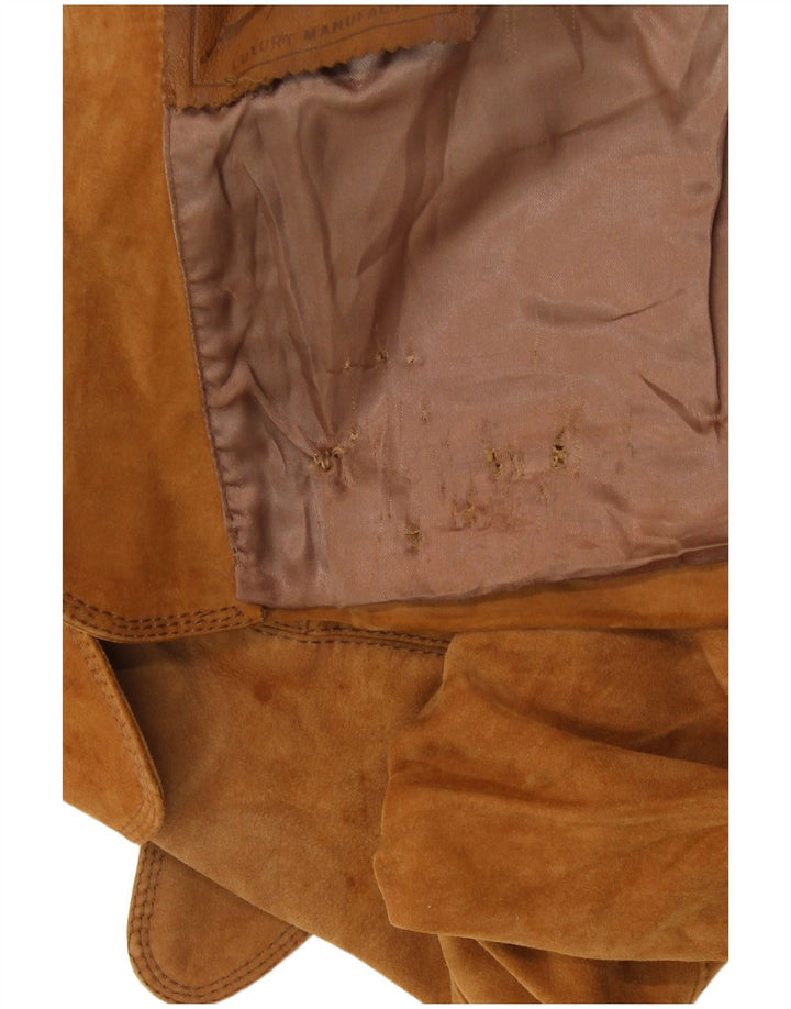 VINTAGE Γυναικείο σουέτ τζάκετ με 3 κουμπιά UK 8 Small Beige Suede