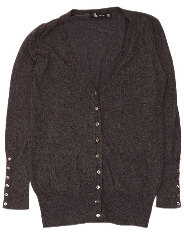 Zara Γυναικεία Ζακέτα UK 14 Large Grey Rayon