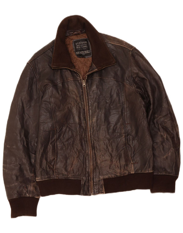 VINTAGE Γυναικείο Δερμάτινο Μπουφάν UK 18 XL Καφέ Δερμάτινο