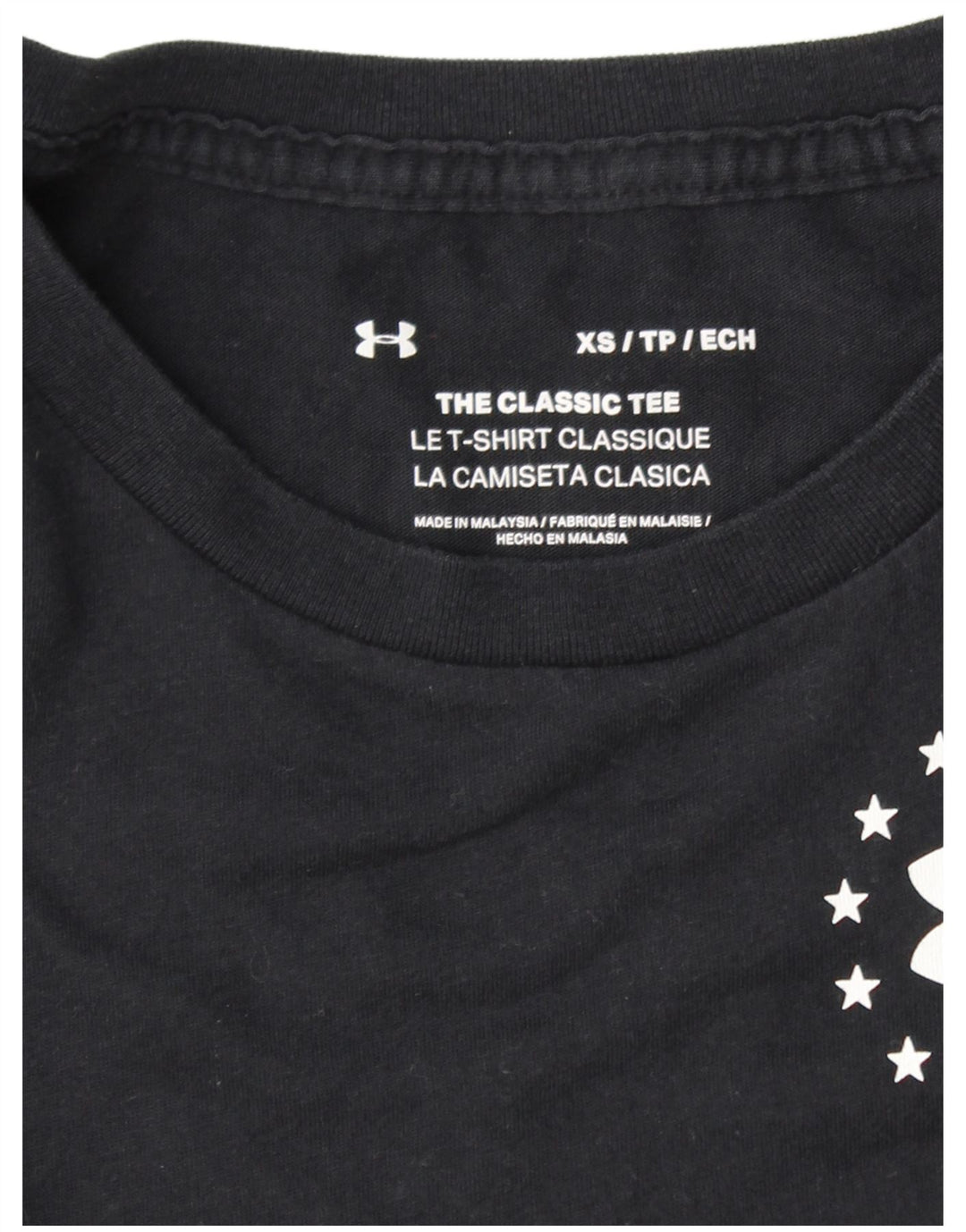 Γυναικείο γραφικό μπλουζάκι UNDER ARMOR Top UK 6 XS μαύρο ριγέ