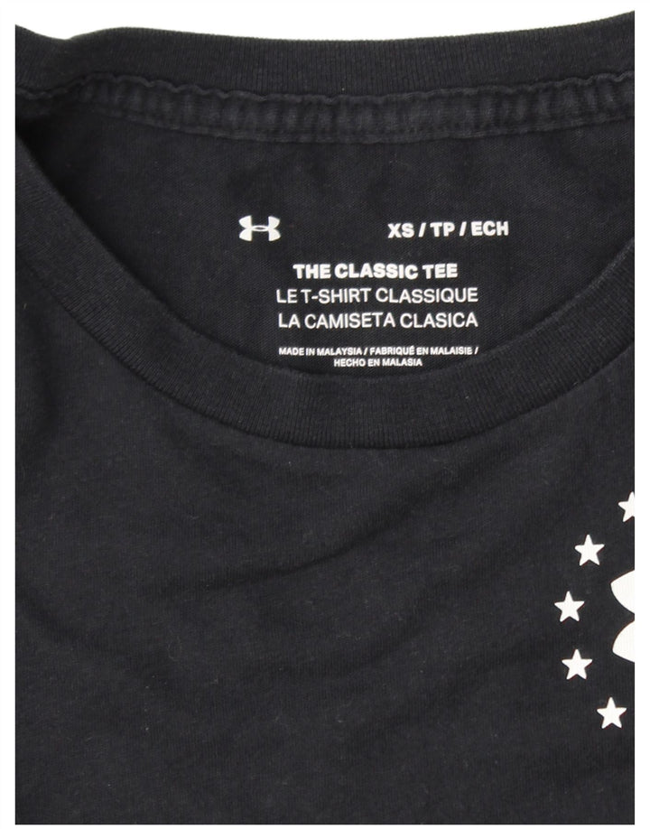 Γυναικείο γραφικό μπλουζάκι UNDER ARMOR Top UK 6 XS μαύρο ριγέ