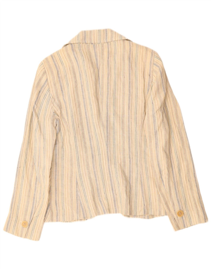 MAX & CO. Γυναικείο σακάκι 2 κουμπιών UK 16 Μεγάλο μπεζ ριγέ λινό