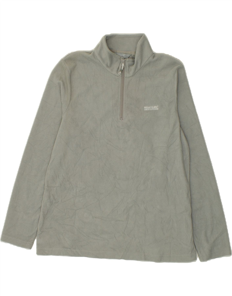 REGATTA Womens Zip Neck Fleece Jumper UK 16 Large Grey Polyester Vintage Regatta and Second-Hand Regatta from Messina Hembry 