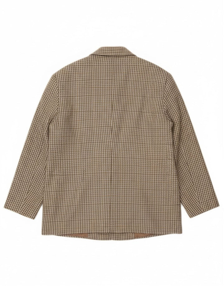 Vintage γυναικείο σακάκι με 2 κουμπιά σακάκι IT 46 μεγάλο χακί μαλλί Gingham