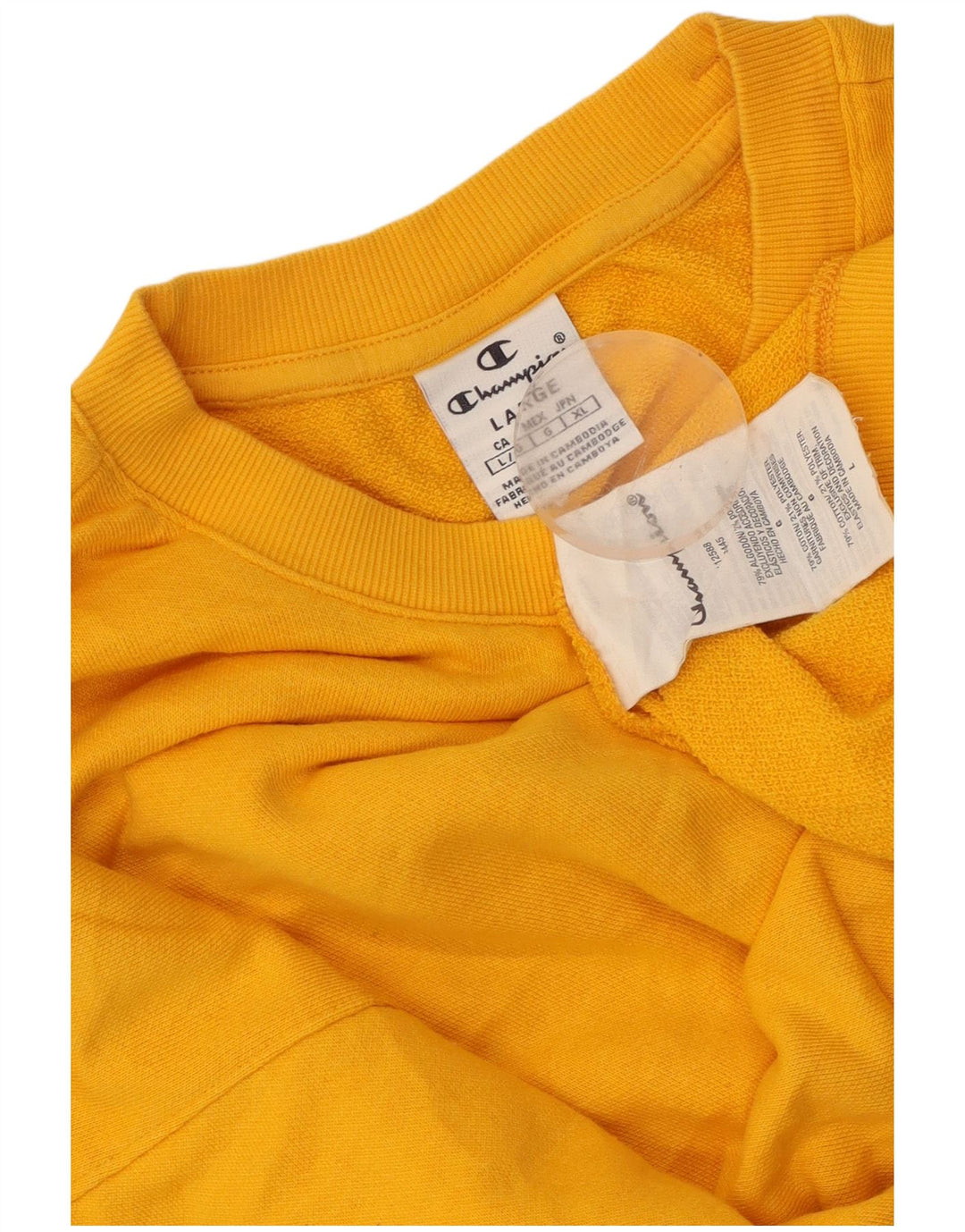 CHAMPION Γυναικεία φούτερ Crop Jumper UK 16 Large Yellow Cotton