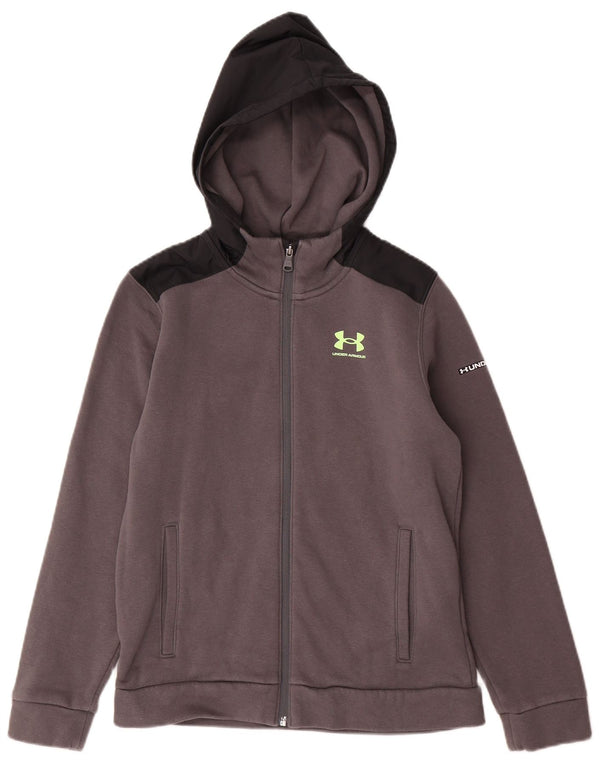 UNDER ARMOUR Boys πουλόβερ με κουκούλα με φερμουάρ 11-12 ετών Μεγάλο γκρι χρώμα