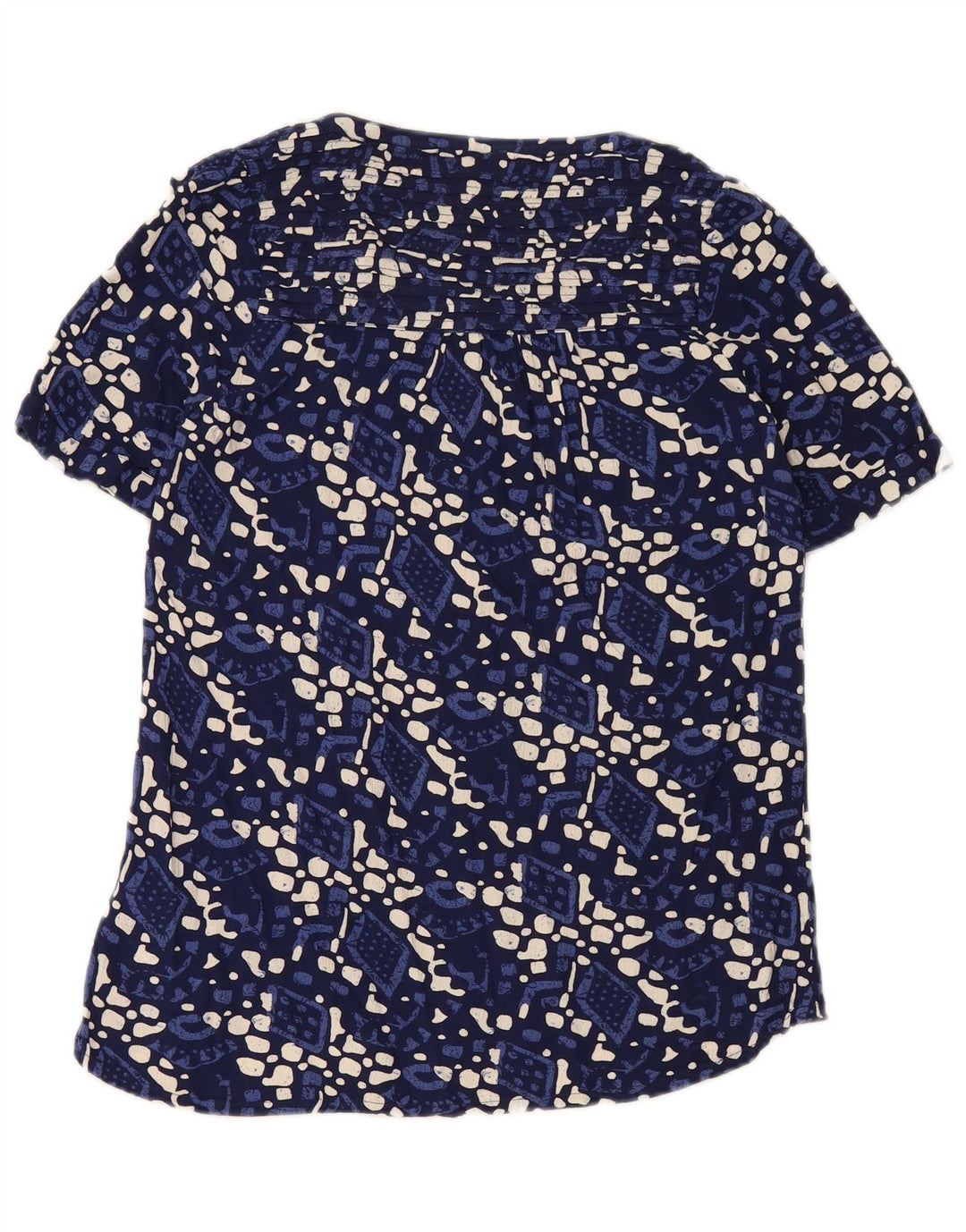 FAT FACE Womens Blouse Top UK 8 Small Blue Geometric Cotton