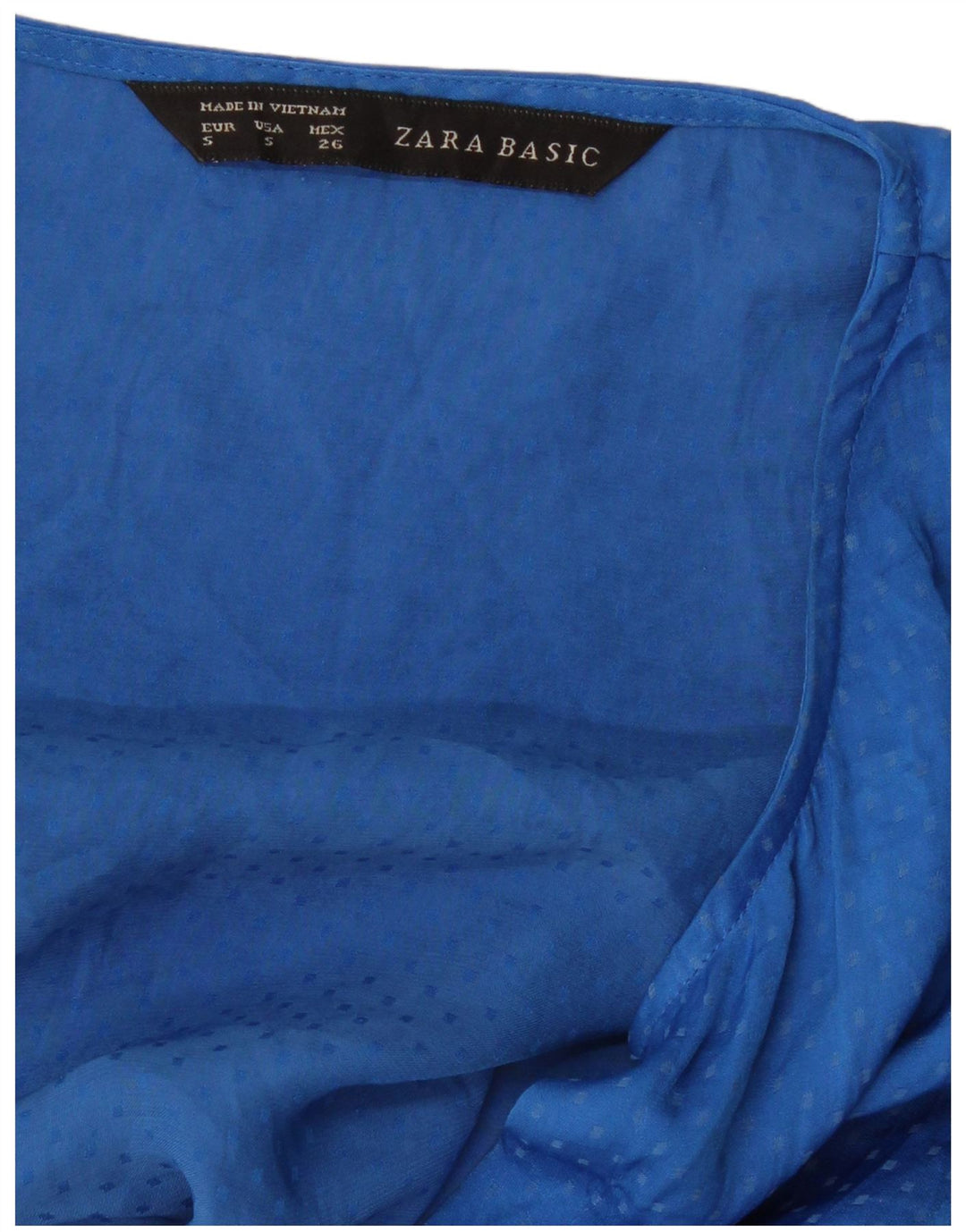 ZARA Γυναικείο Αμάνικο Πουκάμισο Μπλούζα UK 10 Small Blue Spotted