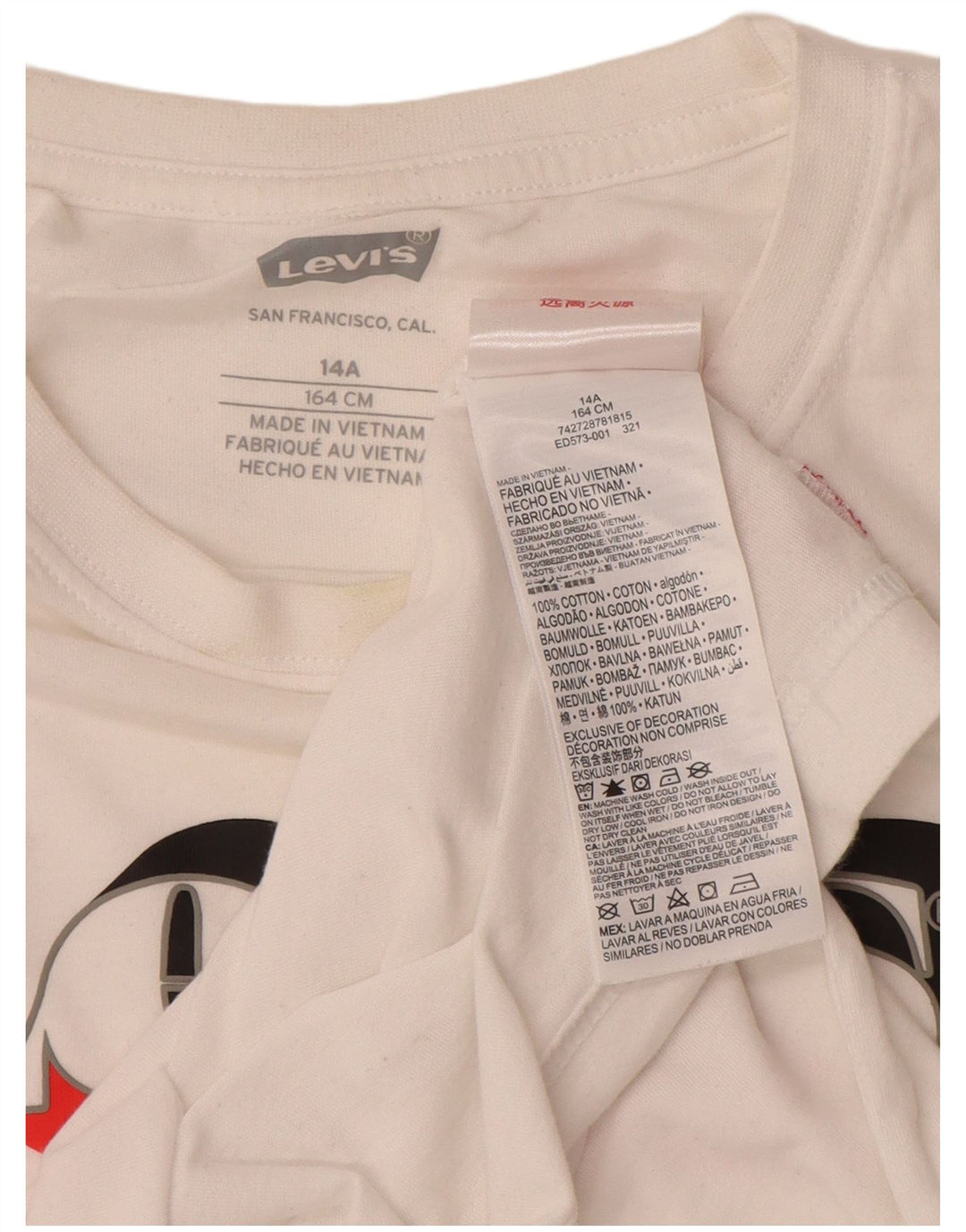 Γραφικό μπλουζάκι LEVI'S για αγόρια 13-14 ετών λευκό βαμβακερό