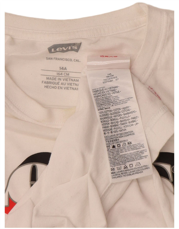 Γραφικό μπλουζάκι LEVI'S για αγόρια 13-14 ετών λευκό βαμβακερό