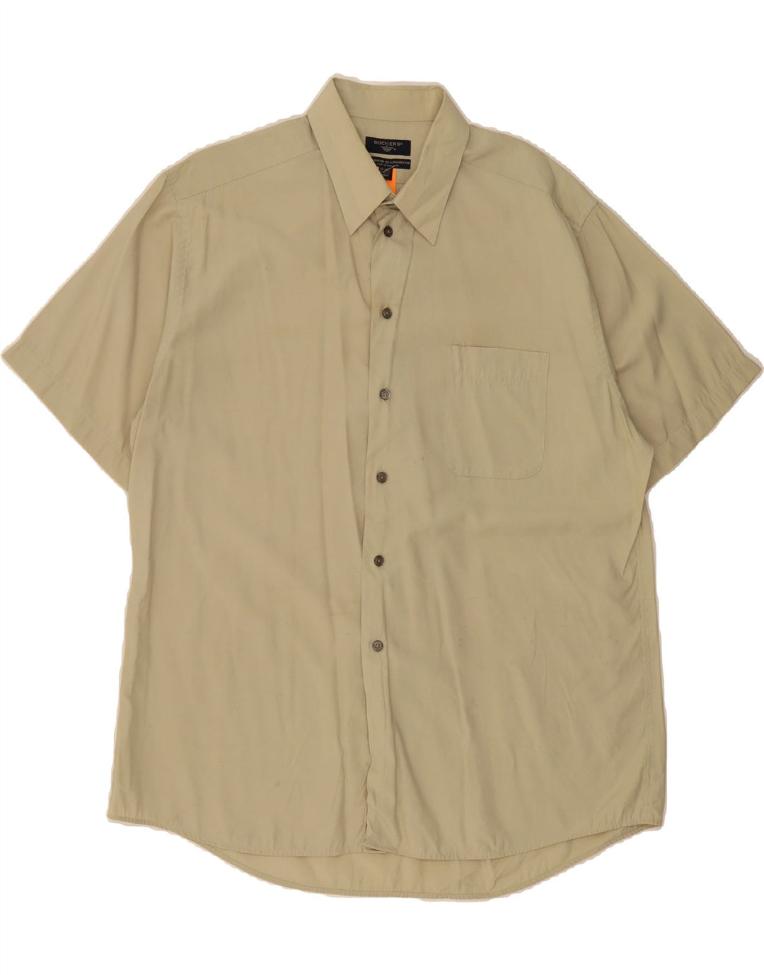 DOCKERS Mens Short Sleeve Shirt Size 16 1/2 Large Beige Rayon Vintage Dockers and Second-Hand Dockers from Messina Hembry 