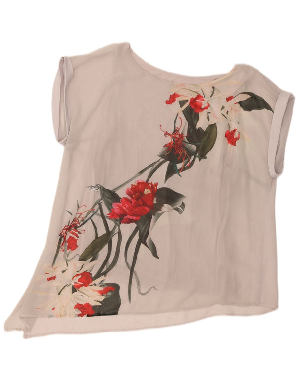 Γυναικεία ασύμμετρη μπλούζα Coast Top UK 16 Large Grey Floral Polyester