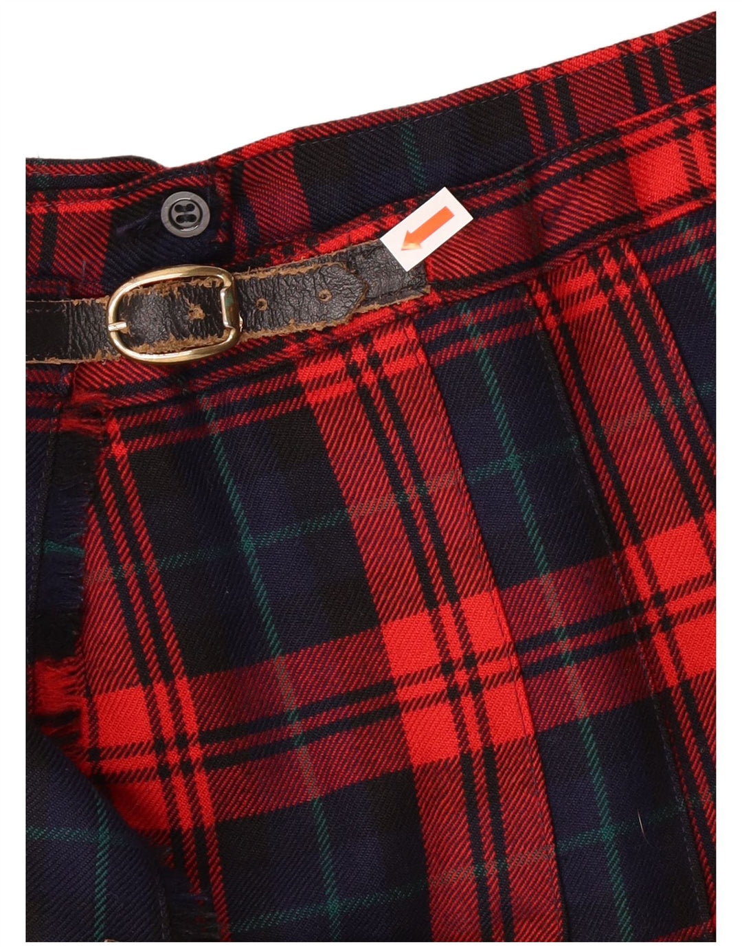 Vintage γυναικεία φούστα πλισέ με μαχαίρι IT 42 Medium W28 Κόκκινο καρέ παρθένο μαλλί