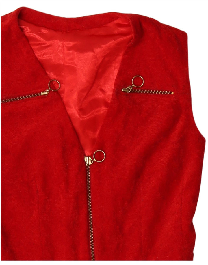 VINTAGE Γυναικείο Γιλέκο UK 14 Medium Red