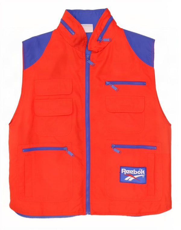 Reebok Mens Graphic Hooded Utility Gilet UK 42 XL Red Colourblock Polyamide