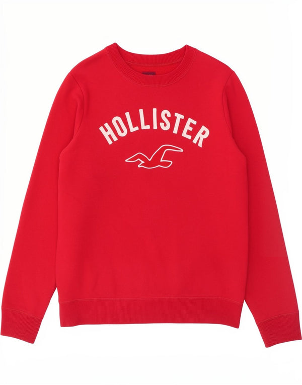 Γυναικεία φούτερ Hollister Graphic Jumper UK 8 Small Red Cotton