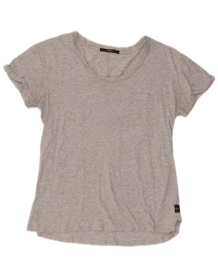 REPLAY Γυναικείο T-Shirt Top UK 10 Small Grey