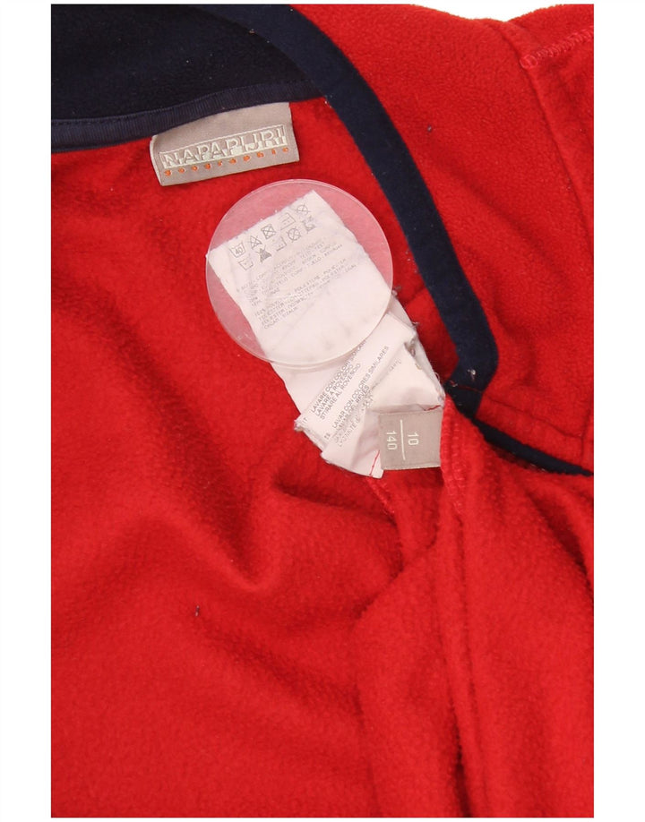 Napapijri Boys Graphic Fleece Jacket 9-10 Years Red Polyester