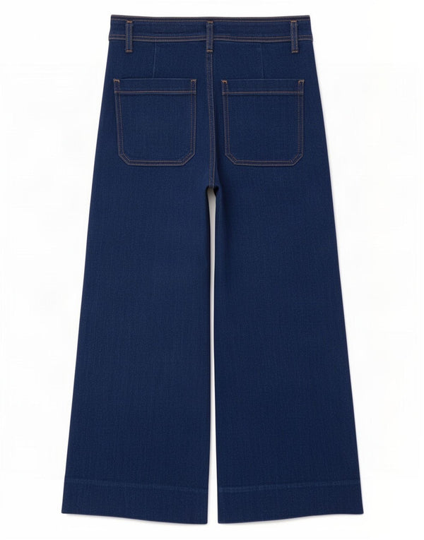 Zara Γυναικείο τζιν ψηλόμεσο φαρδύ πόδι EU 38 Small W28 L27 Μπλε βαμβακερό