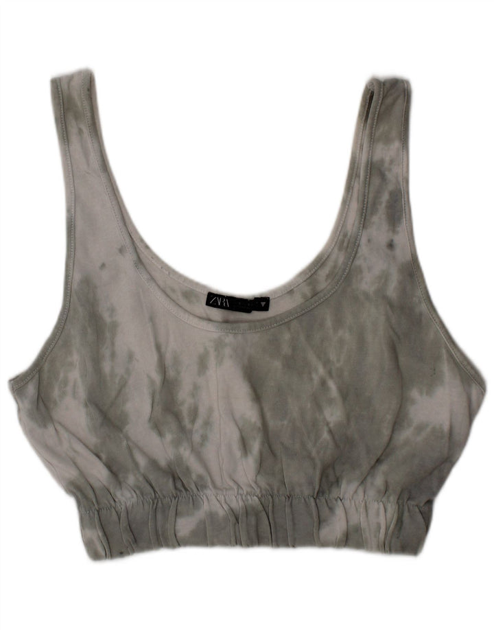 Zara Γυναικείο Bralette Crop Top Small Grey Tie Dye Cotton