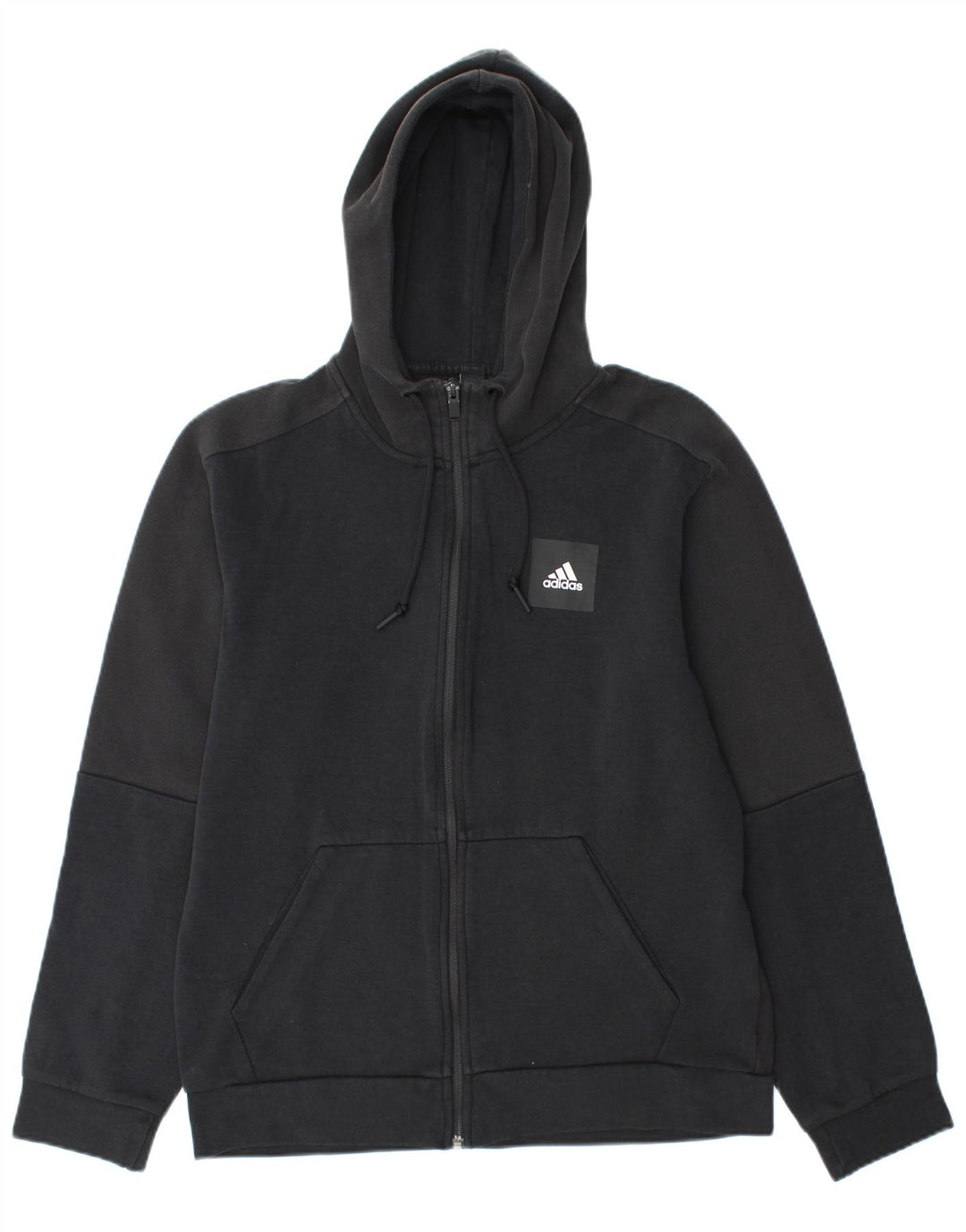 Ανδρικό πουλόβερ με κουκούλα με φερμουάρ Adidas, μεσαίο μαύρο βαμβακερό