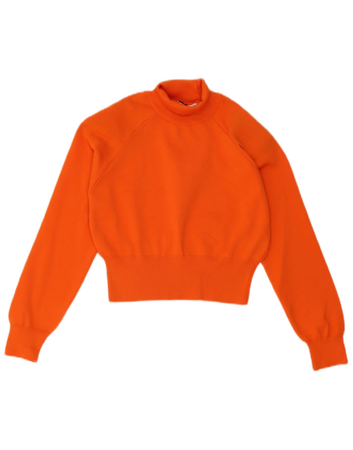 Zara γυναικείο πουλόβερ με ρολό λαιμόκοψη UK 10 Small πορτοκαλί πολυεστέρας
