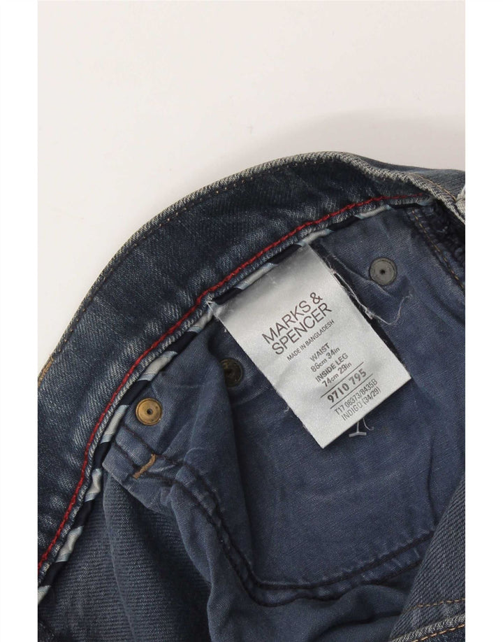 Marks & Spencer Γυναικείο ίσιο τζιν W34 L25 Μπλε βαμβακερό