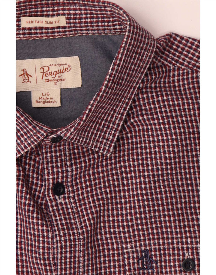 Ανδρικό πουκάμισο Penguin Heritage Slim Fit μεγάλο κόκκινο βαμβακερό