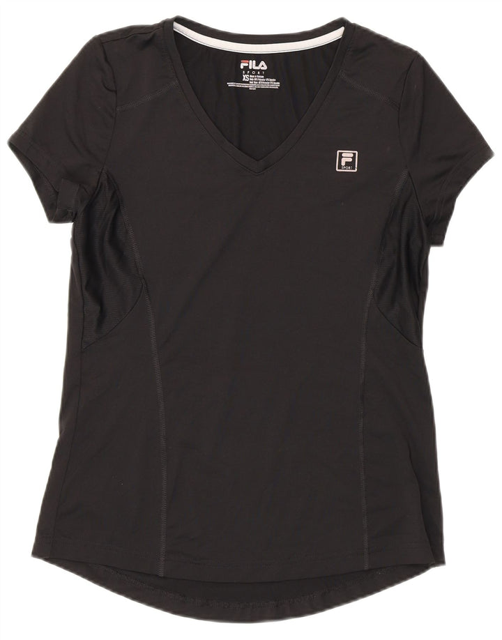 Fila Γυναικείο T-Shirt Top UK 6 XS Μαύρο Πολυεστέρας