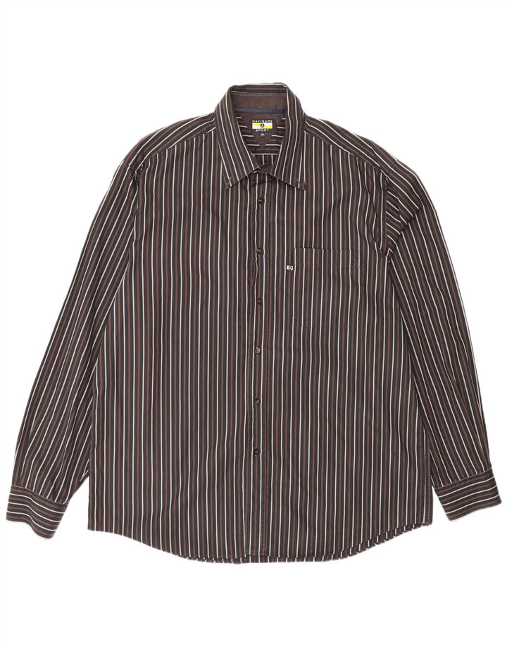 Ανδρικό πουκάμισο Navigare XL καφέ ριγέ