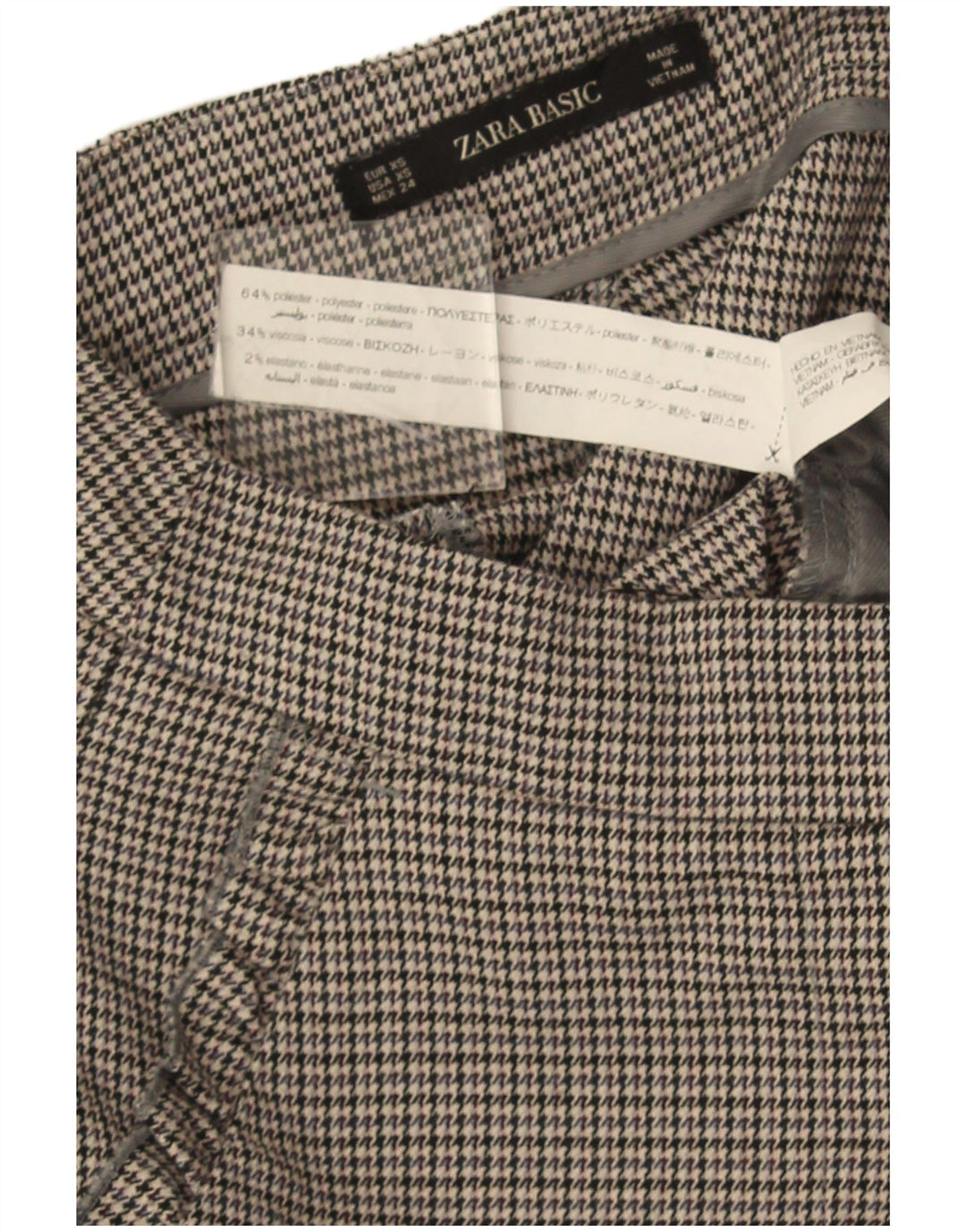 Zara Γυναικείο Slim Suit Παντελόνι XS W24 L26 Γκρι Houndstooth Πολυεστέρας