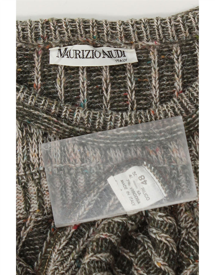 Vintage Ανδρικό πουλόβερ με λαιμόκοψη IT 48 Μεσαίο Πράσινο Ακρυλικό