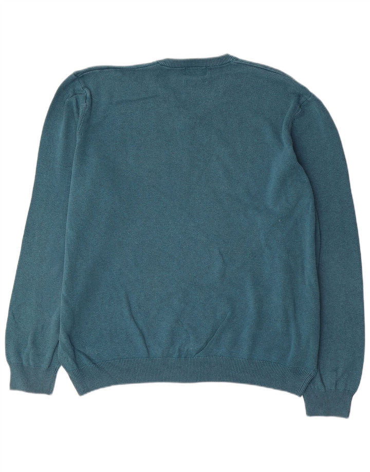 Ανδρικό πουλόβερ Marks & Spencer με V λαιμόκοψη 2XL Μπλε βαμβακερό