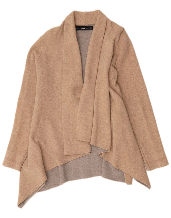 Zara Γυναικείο πουλόβερ ασύμμετρο Longline Ζακέτα UK 14 Medium Beige