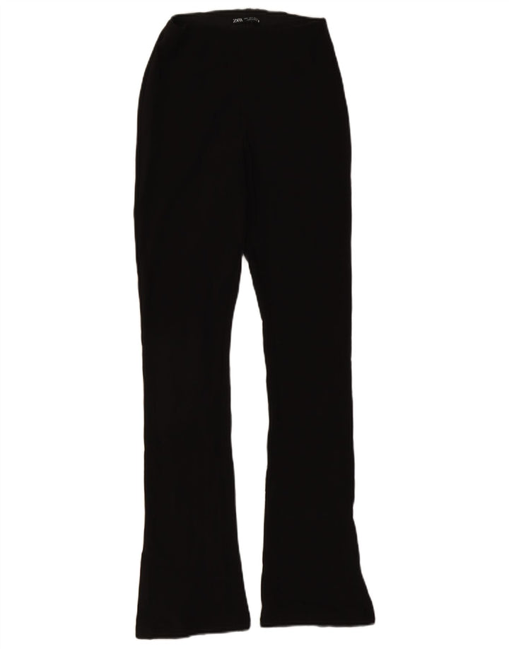 Zara Γυναικείο Flare Casual Παντελόνι Small W26 L30 Μαύρο Πολυεστέρα