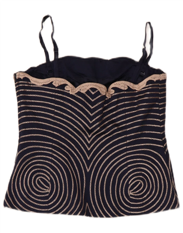 COAST Γυναικείο Κορσέ Τοπ UK 10 Small Navy Blue Floral Silk