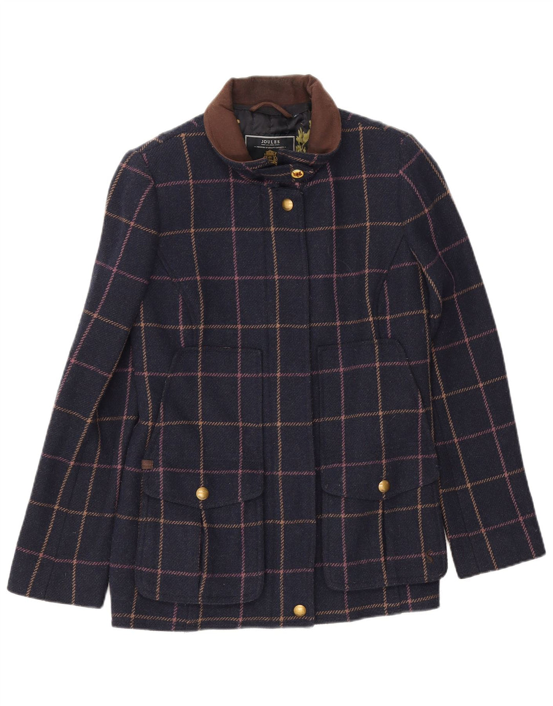 Joules Γυναικείο μπουφάν UK 12 Medium Navy Blue Check Wool