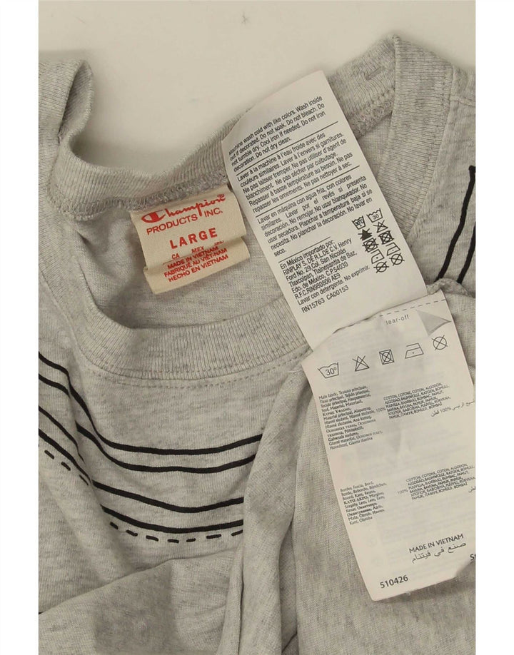 Ανδρικό γραφικό T-Shirt Champion Top Larg γκρι βαμβακερό