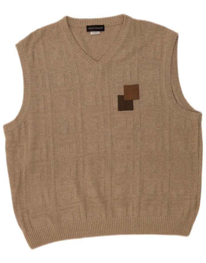 PATRICK BERNARD Ανδρικό γιλέκο Tank Top XL Beige Argyle/Diamond Cotton
