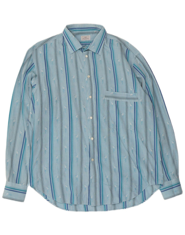Bignami Mens Shirt Size 16 Large Blue Striped