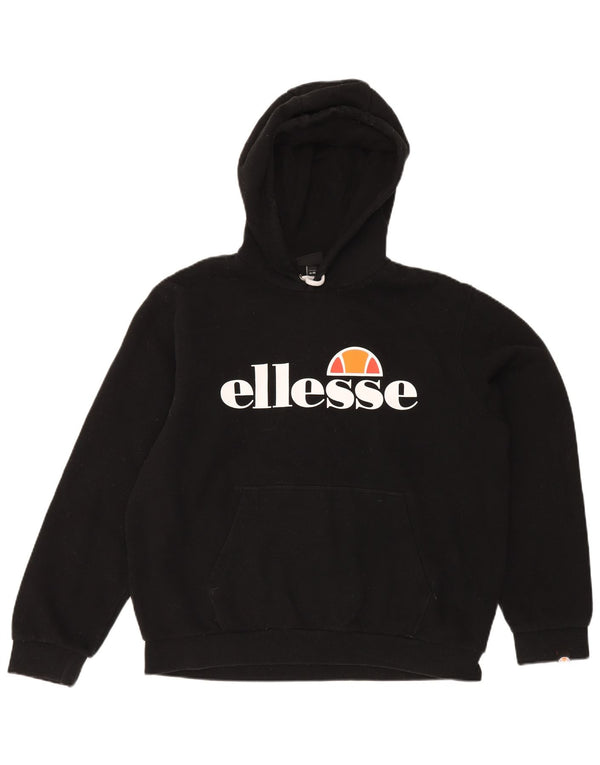 Ellesse Γυναικείο γραφικό υπερμεγέθου Hoodie Jumper UK 16 μεγάλο μαύρο βαμβακερό