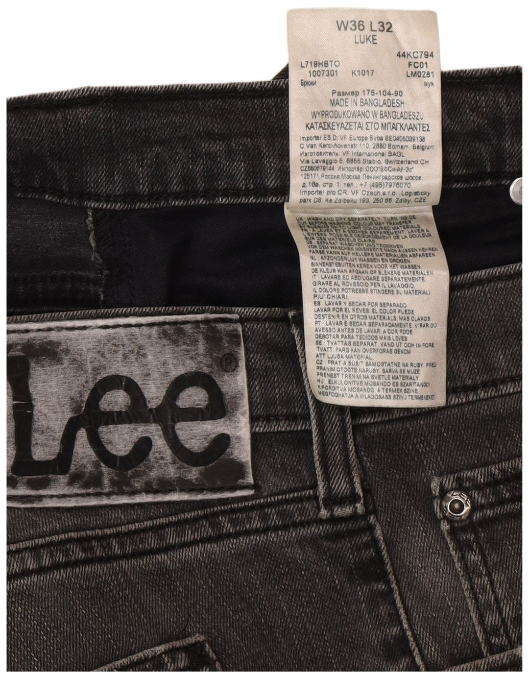 Lee Mens Luke Distressed Slim Jeans W36 L32 Γκρι βαμβακερό