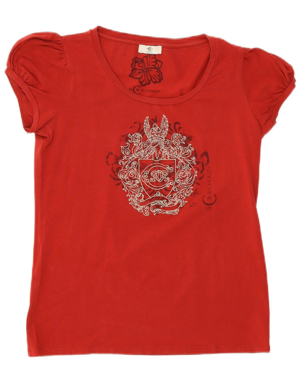 Cerruti 1881 Γυναικείο T-Shirt Top UK 12 Medium Red