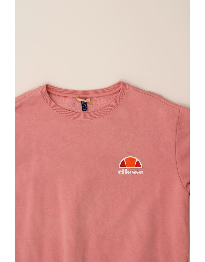 ELLESSE Womens Oversized Sweatshirt Jumper UK 14 Medium Pink Cotton Vintage Ellesse and Second-Hand Ellesse from Messina Hembry 
