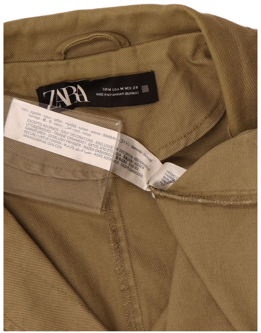 Zara Γυναικείο Military Utility Jacket UK 14 Medium Khaki Cotton