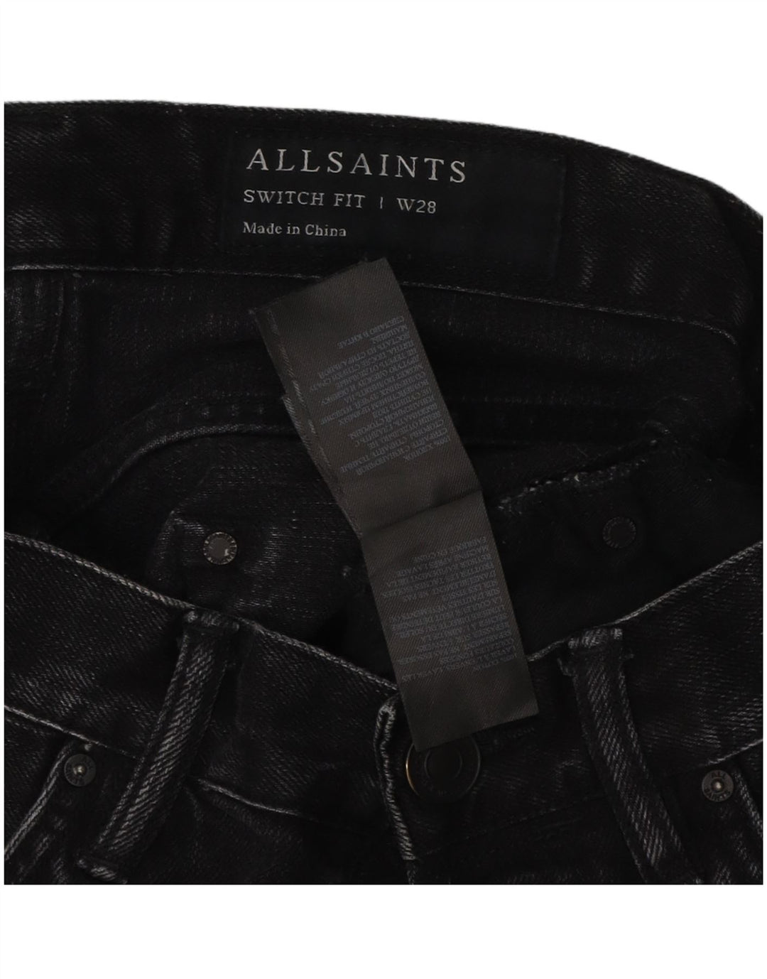Ανδρικό τζιν σορτς με διακόπτη All Saints W28 Μεσαίο μαύρο βαμβακερό