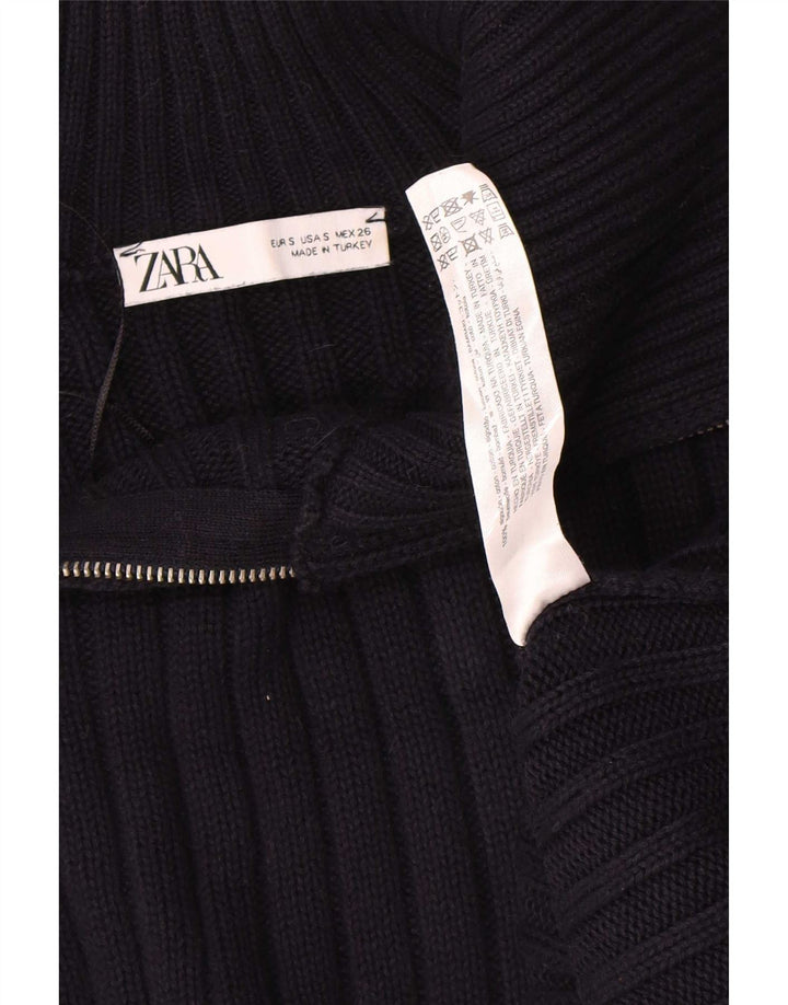 Zara Ανδρικό πουλόβερ με φερμουάρ, κανονική εφαρμογή, μικρό μπλε βαμβακερό