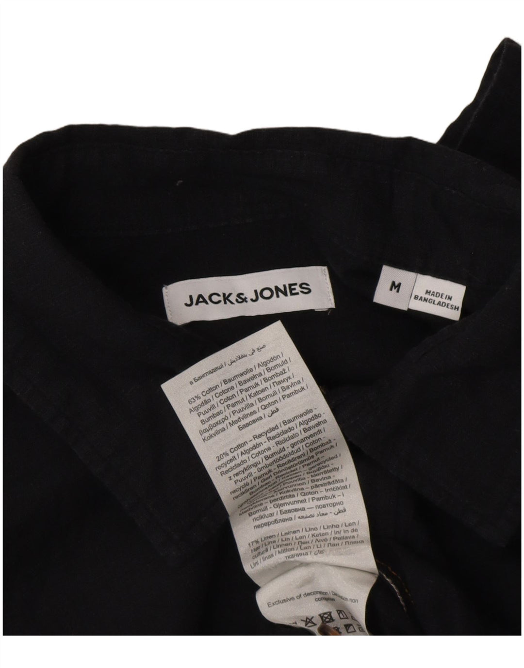 Ανδρικό πουκάμισο Jack & Jones, μεσαίο μαύρο βαμβακερό