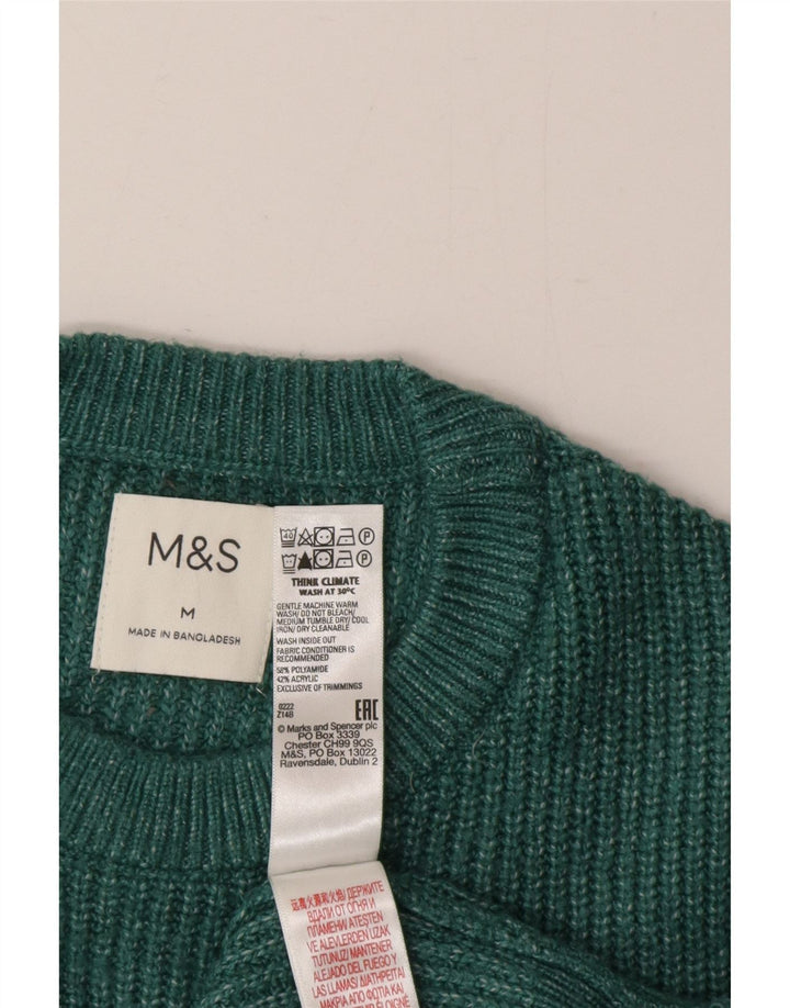 Marks & Spencer Ανδρικό πουλόβερ με λαιμόκοψη μεσαίου πράσινου πολυεστέρα