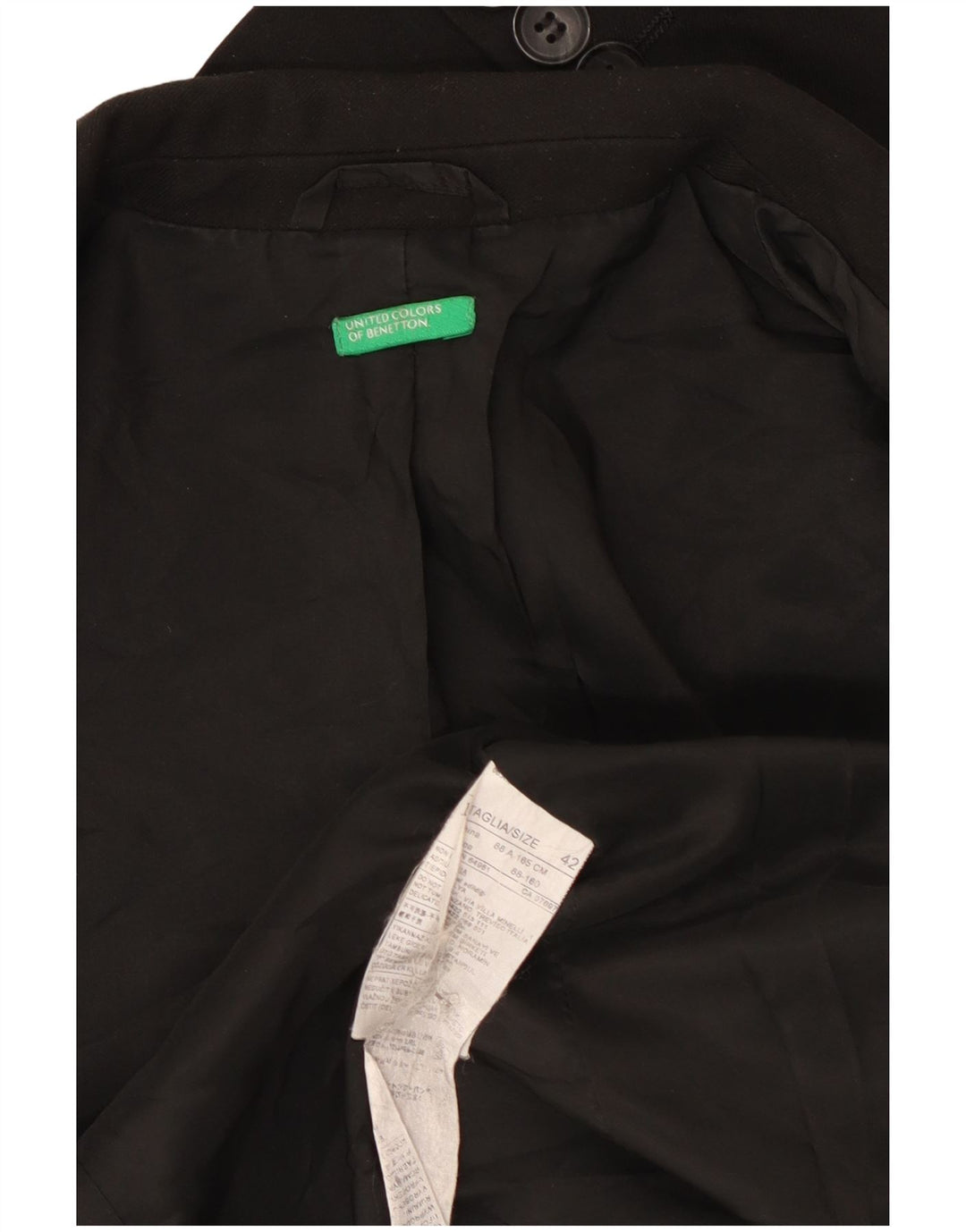 Benetton Γυναικείο Μπουφάν Blazer με 2 Κουμπιά IT 42 Μεσαίο Μαύρο Πολυεστέρα